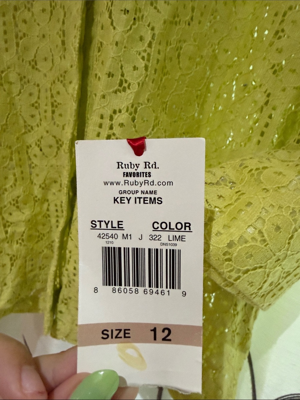 Ruby Rd. Lime Eyelet Lace Button-Front Blouse - Picture 2 of 2